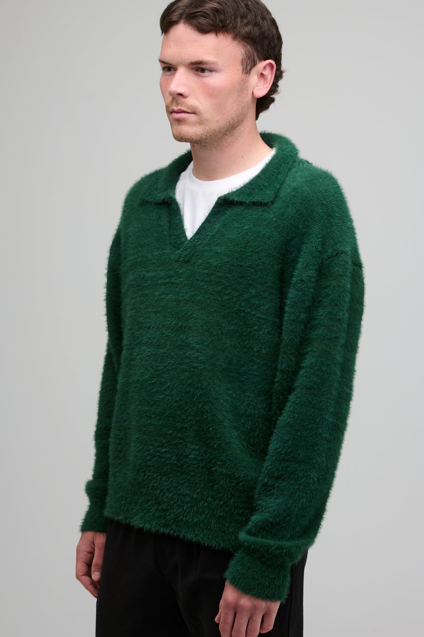 MOHAIR POLO JUMPER - GREEN
