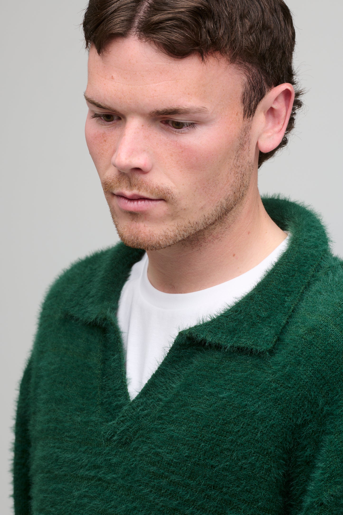 MOHAIR POLO JUMPER - GREEN