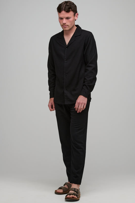 SAN REMO LINEN SHIRT - BLACK