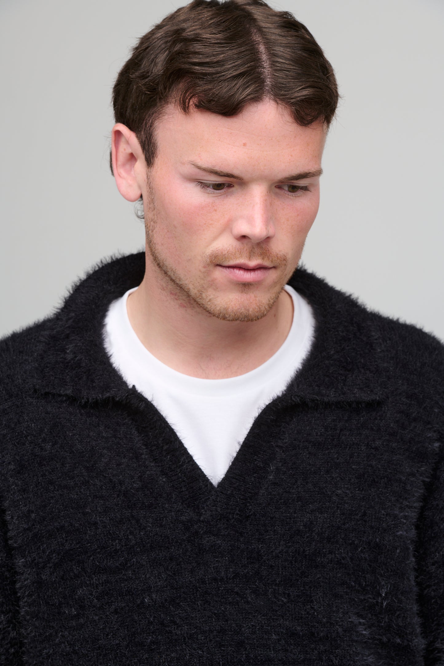 MOHAIR POLO JUMPER - BLACK