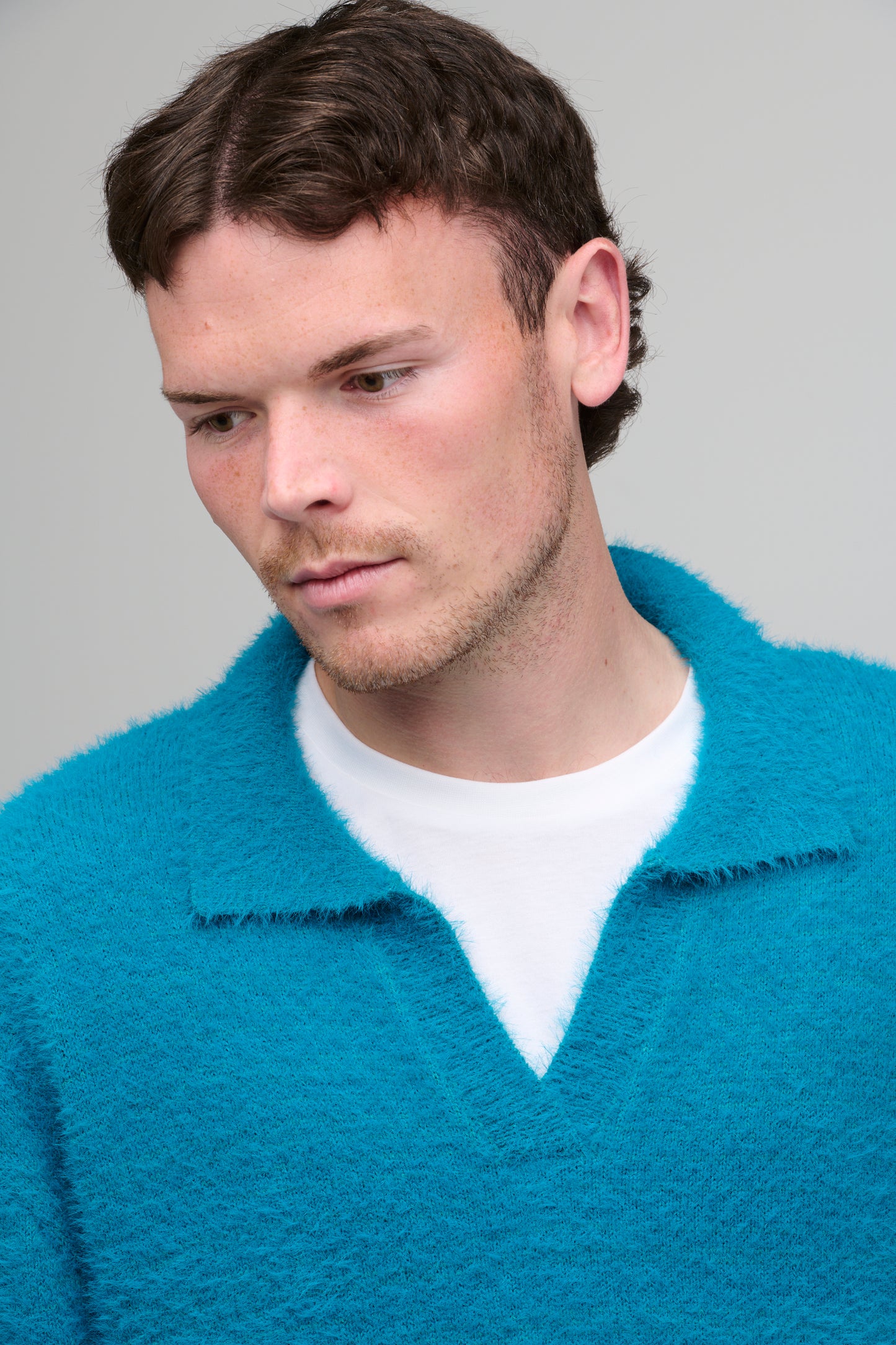 MOHAIR POLO JUMPER - TEAL