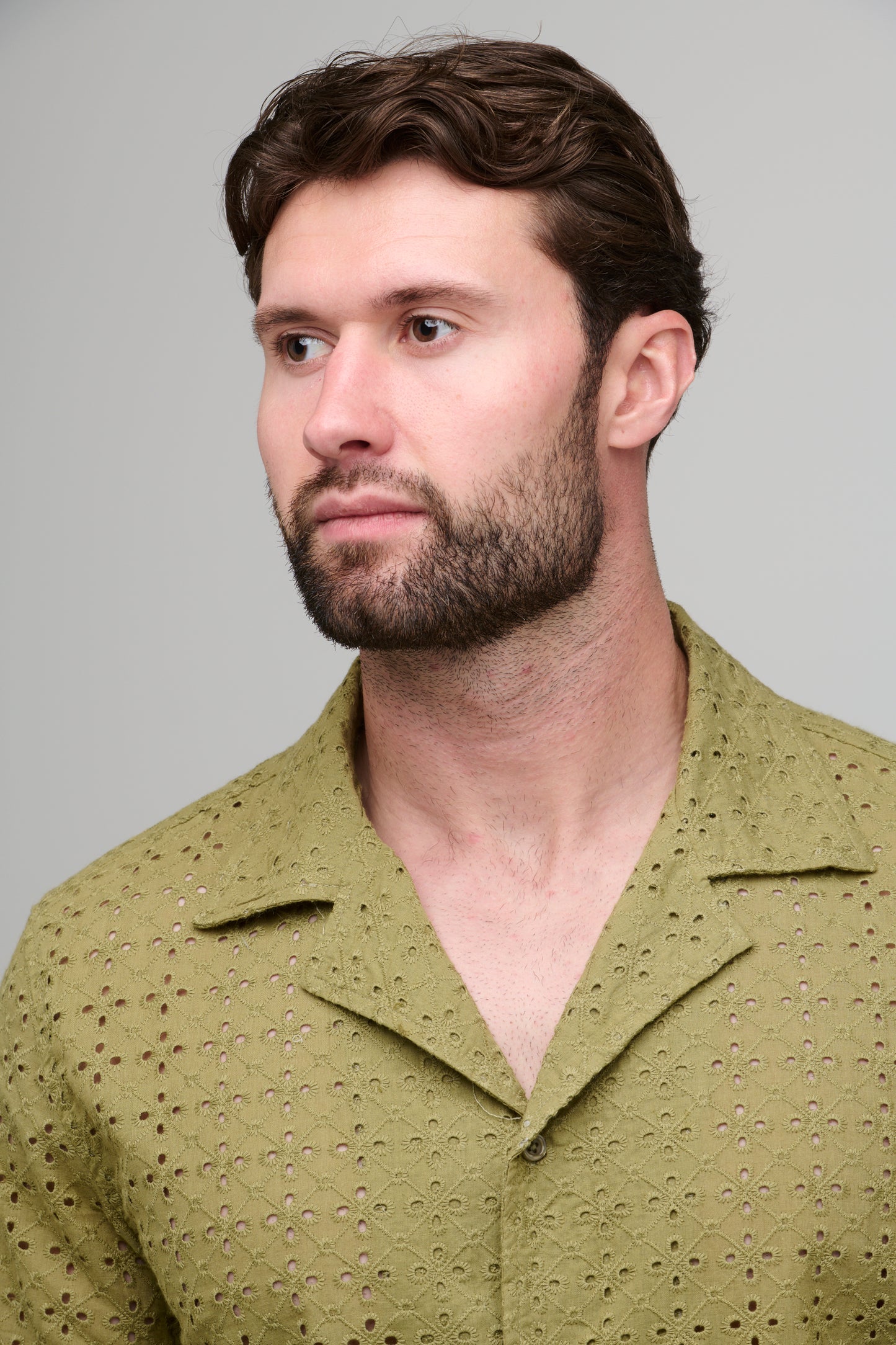 PORTOFINO EMBROIDERED SHIRT - OLIVE